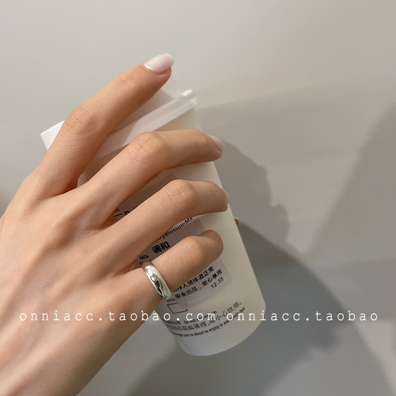 韩国东大门素圈光板戒指女尾戒小指纯银时尚个性轻奢小众设计感