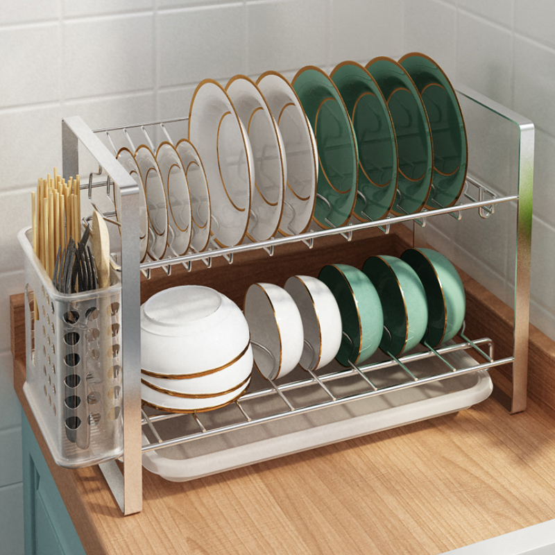 304不锈钢晾放碗盘碗筷碗架沥水架厨房置物架家用台面碗碟收纳架