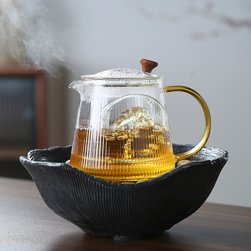 玻璃泡茶壶茶水分离单体壶过滤侧把手加厚耐热煮红茶壶花茶壶绿茶