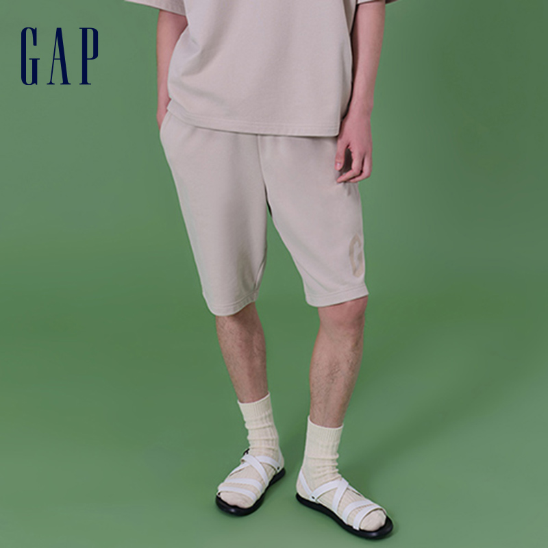 Gap男装2024夏季新款logo法式圈织柔软抽绳短裤宽松休闲裤889603