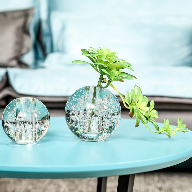 百搭气泡光球水晶玻璃透明小花瓶 办公桌餐桌装饰小清新花瓶