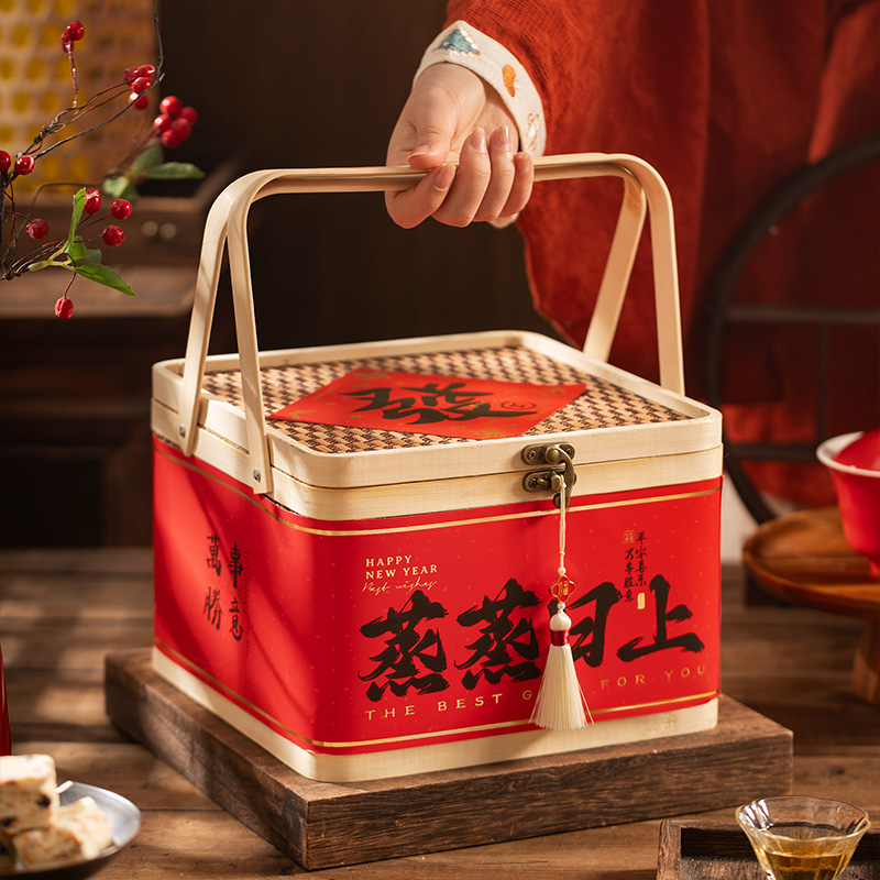 2024中国风礼物盒端午包装盒烘焙手提盒子竹篮礼品盒伴手礼盒空盒