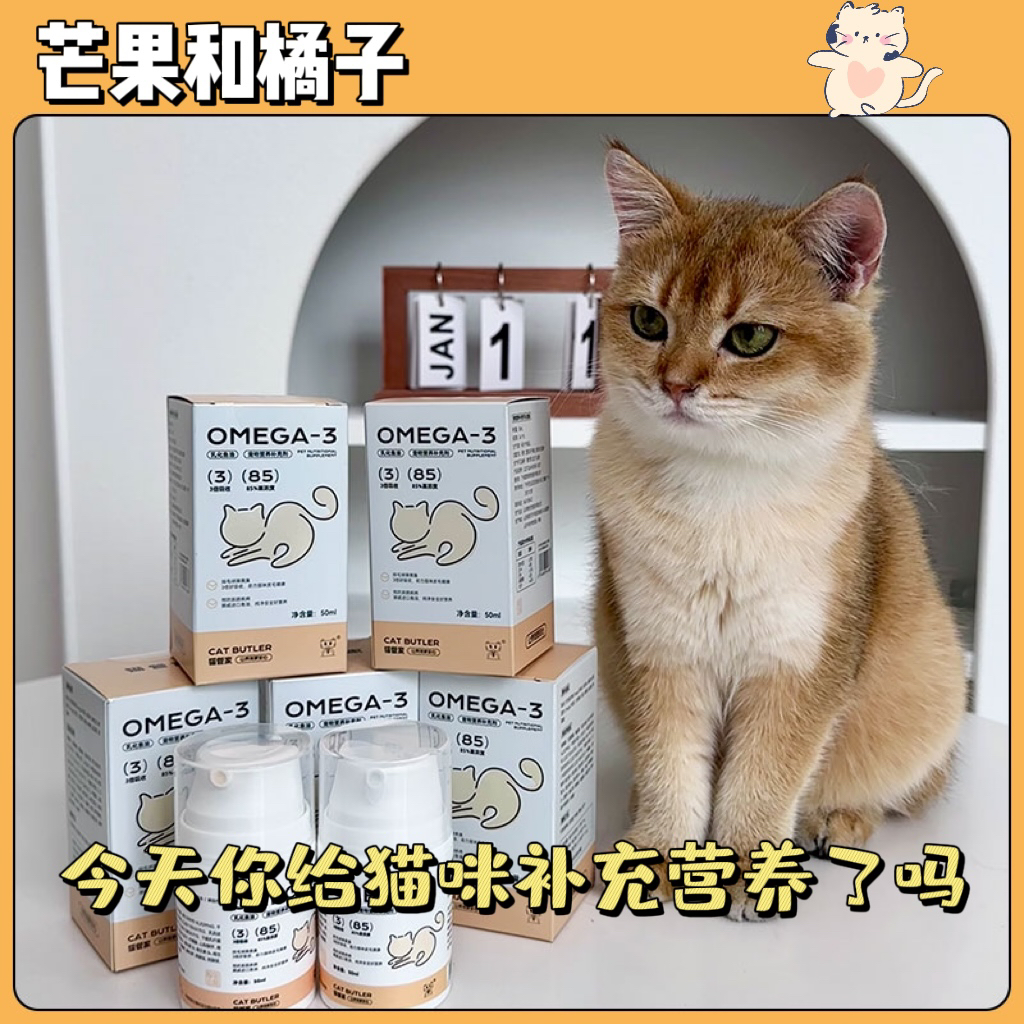 猫管家 乳化鱼油 猫咪 专用 鱼油防掉毛猫吃宠物狗犬omega3高浓度