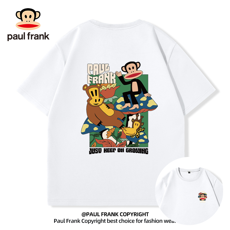 Paulfrank/大嘴猴美式白色T恤男纯棉2024新款260g重磅男生短袖潮
