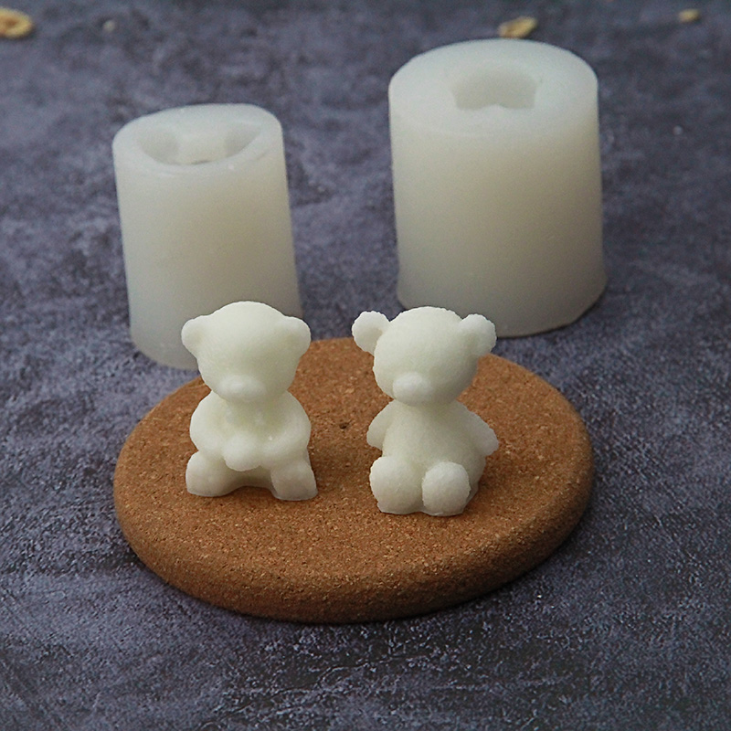 可爱小熊硅胶模具翻糖蛋糕装饰DIY香薰蜡烛石膏粘土比利手作馆