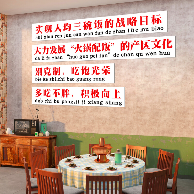 网红市井风格火锅店墙面贴纸装饰创意复古怀旧餐饮文化壁画材料