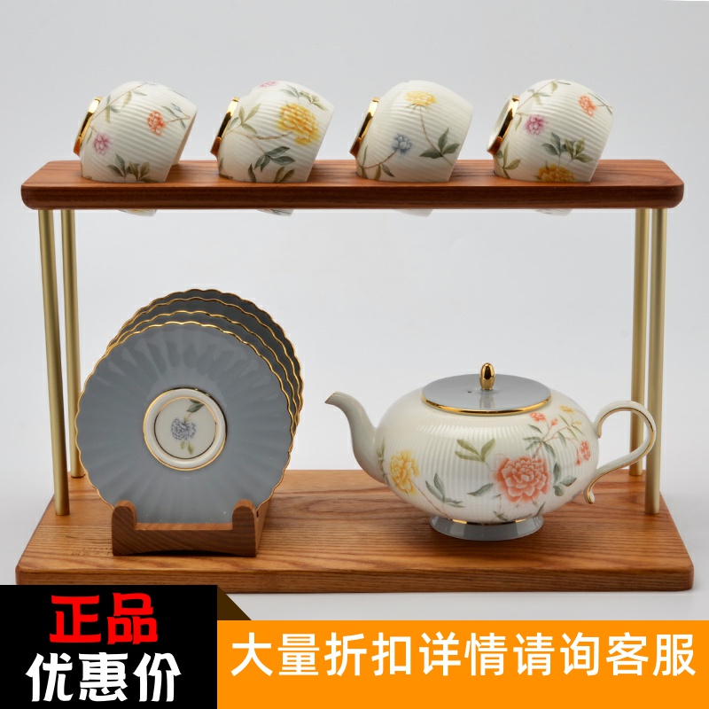 新品永丰源中秋礼-月亮时光10头中式茶具茶壶茶杯轻奢浮雕赠木架