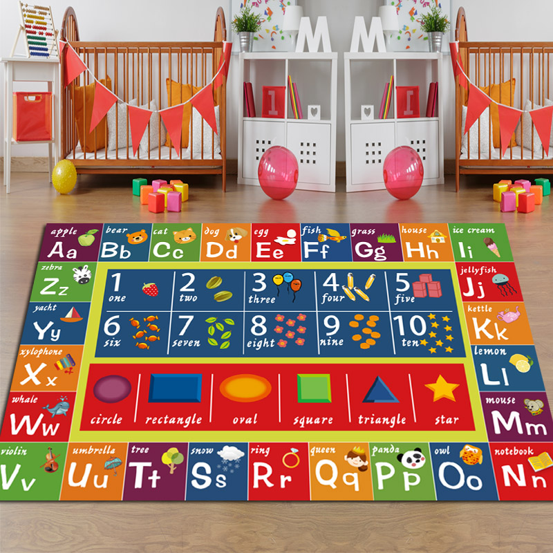 幼儿园地毯教室早教中心阅读区绘本馆字母数字儿童地垫定制logo