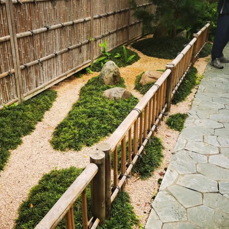 日式庭院竹围栏花园装饰竹栏杆竹艺屏风小栅栏护栏禅意枯山围边