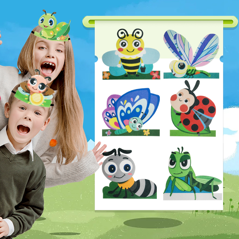 儿童昆虫头饰帽子幼儿园表演区道具蚂蚁蝴蝶蜻蜓万圣节亲子讲故事