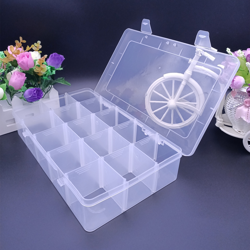 大号15格透明可拆塑料收纳盒桌面整理盒工具盒储物盒样品展示盒