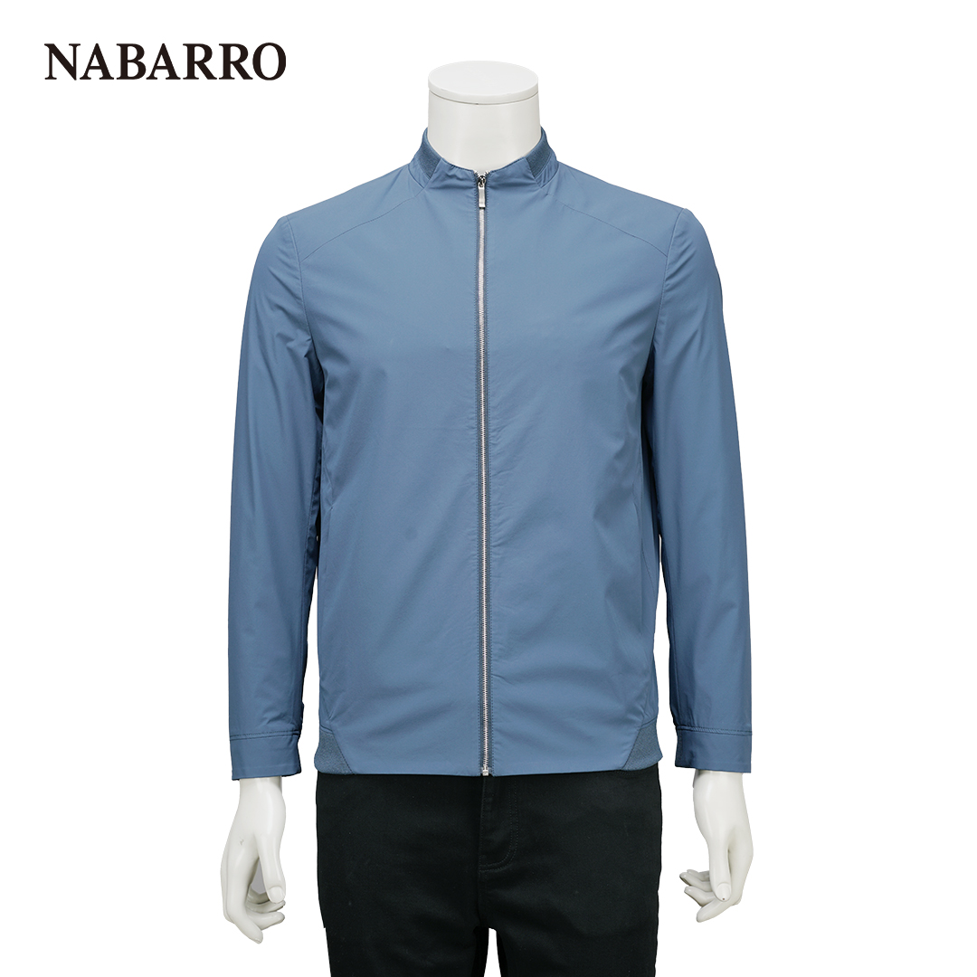 【纳巴罗】男士夹克轻便青蓝立领色风衣外套上衣防水抗皱商务休闲
