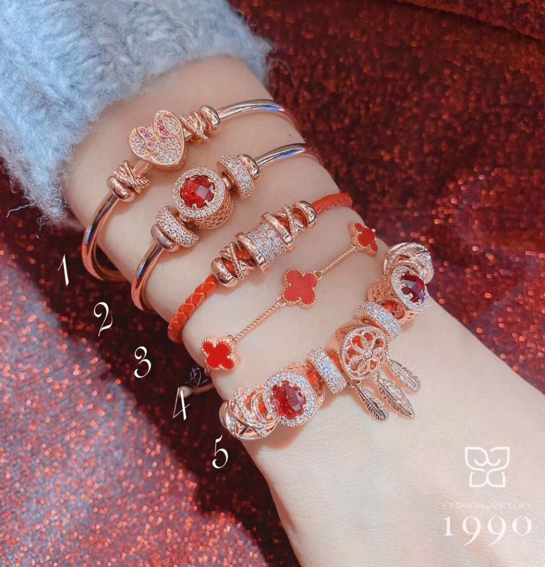 韩国饰品1990正品手链东大门时尚2020鼠年大吉转运珠红绳手镯手环