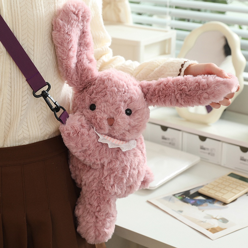 春日幼稚园小熊趴趴双肩包可爱小兔子毛绒玩具玩偶小羊手机包超软