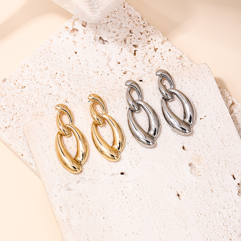 不规则环形金属新款欧美风简约设计质感几何耳坠耳环时尚个性耳环