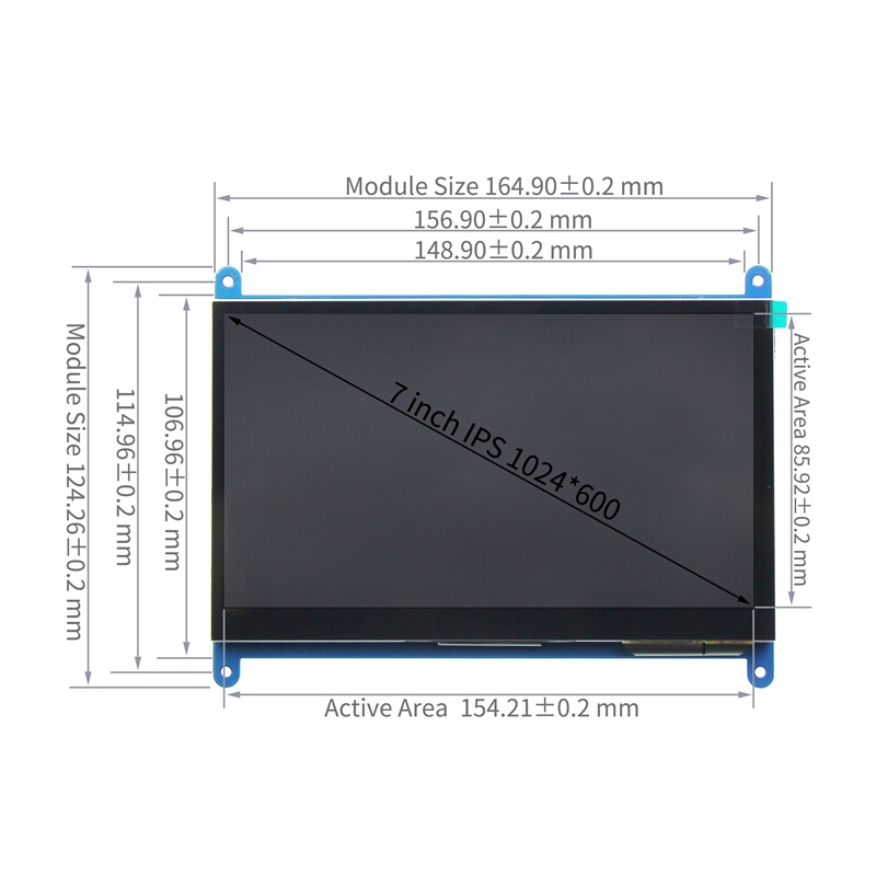 7寸树莓派HDMI电容触摸屏显示器800X480 for Raspberry Pi 3B+/4B