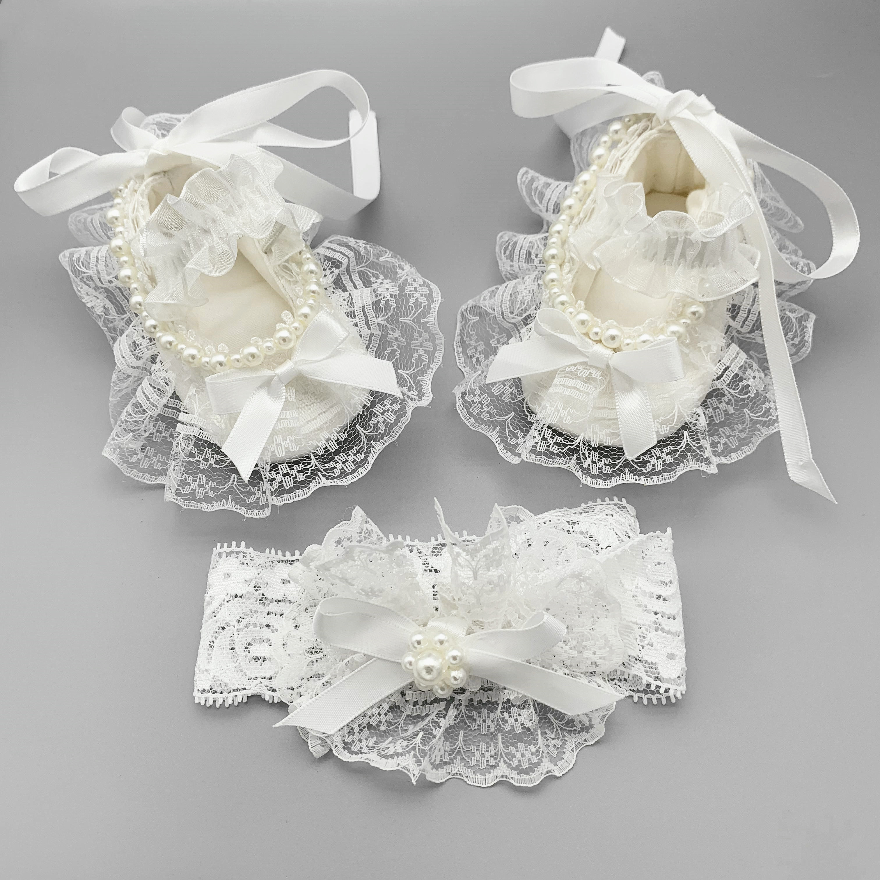 原创秋季婴儿鞋珍珠蕾丝公主鞋0-12个月女宝宝软底手工布鞋