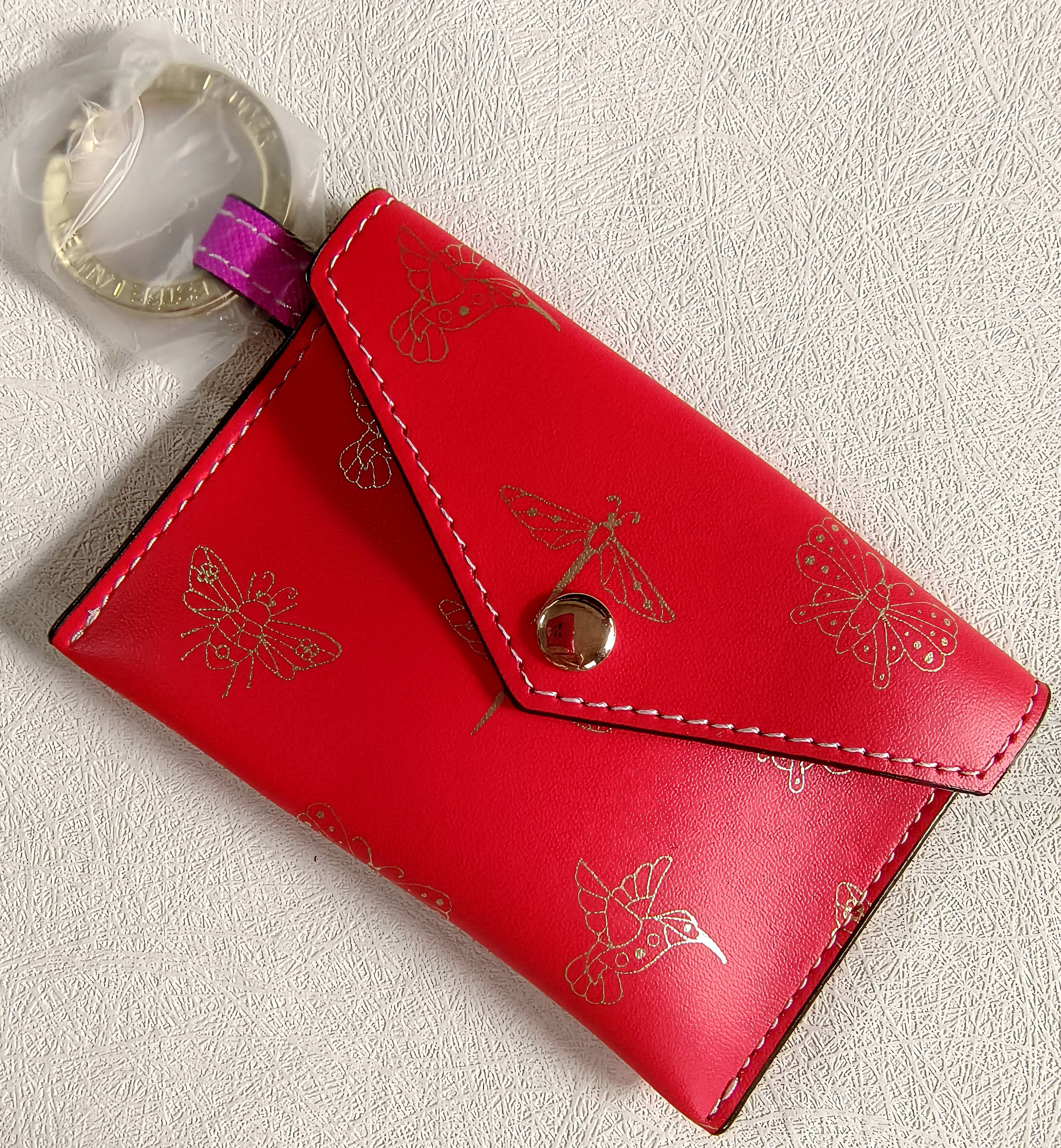 雅诗兰黛 红色蜜蜂PU钥匙包 零钱包手拎手拿包卡包收纳简约纯色