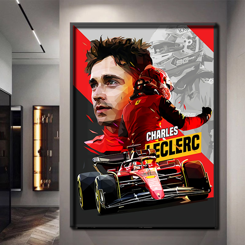 F1赛车手挂画勒克莱尔汉密尔顿维斯塔潘海报周冠宇壁画周边装饰画