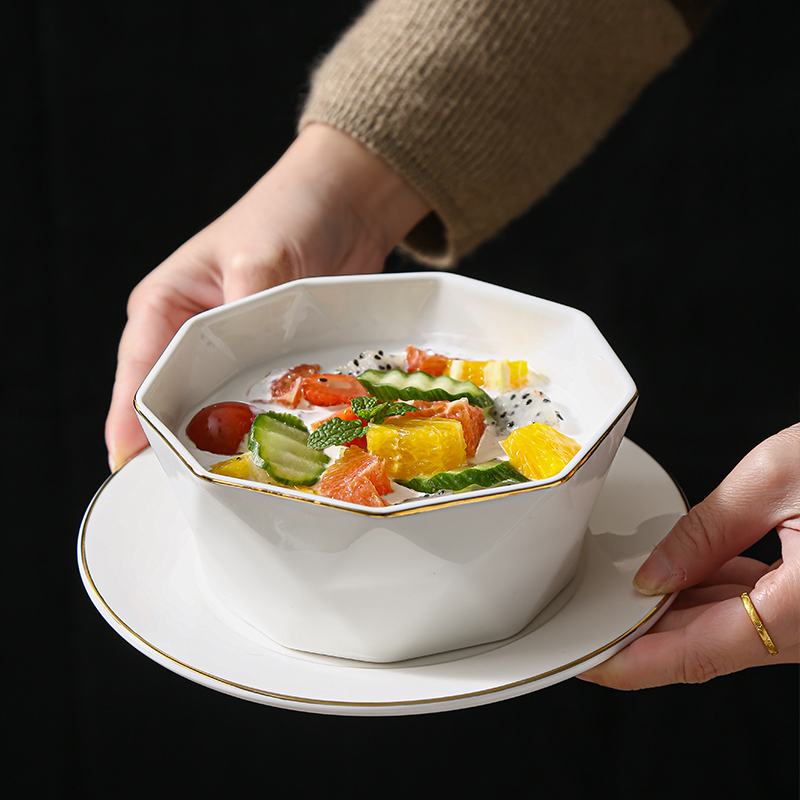 陶瓷金边甜品碗碗糖水碗商用创意港式餐具简约精致燕窝碗银耳小碗