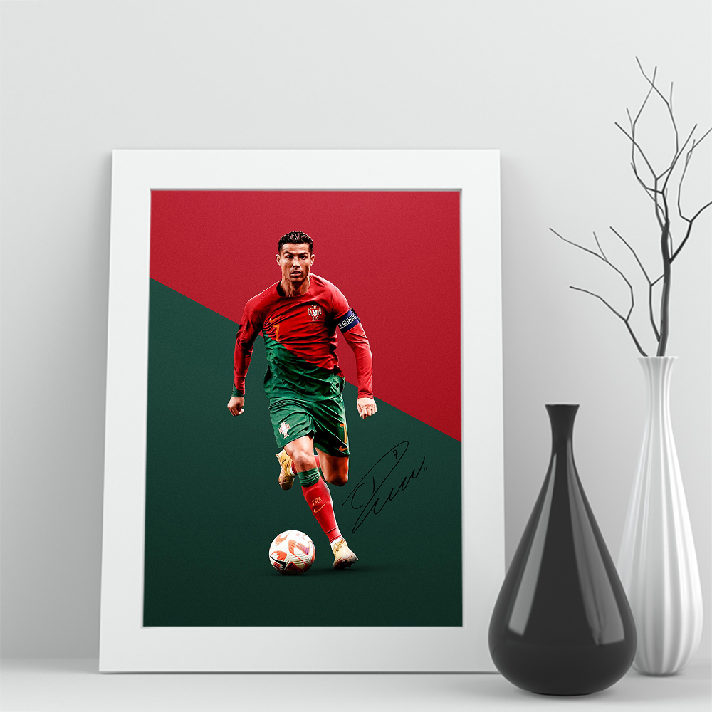 01相框c罗葡萄牙2022世界杯礼物照片实木足球装饰墙摆件家居签名