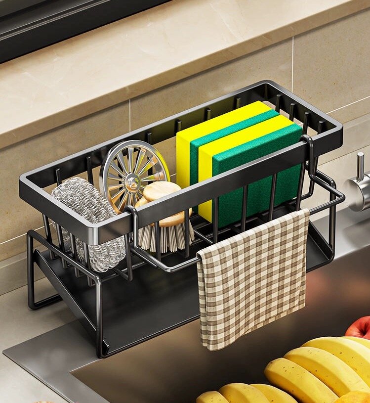 厨房置物架收纳架沥水架抹布洗碗布洗洁精钢丝球收纳架沥水神器