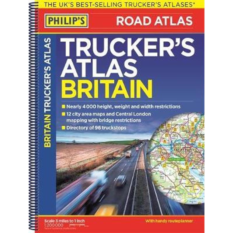 【预售】英文原版 Trucker's Road Atlas of Britain 英国卡车司机道路地图集 Philip’s Maps展示了4000多座限制桥梁生活风格书籍