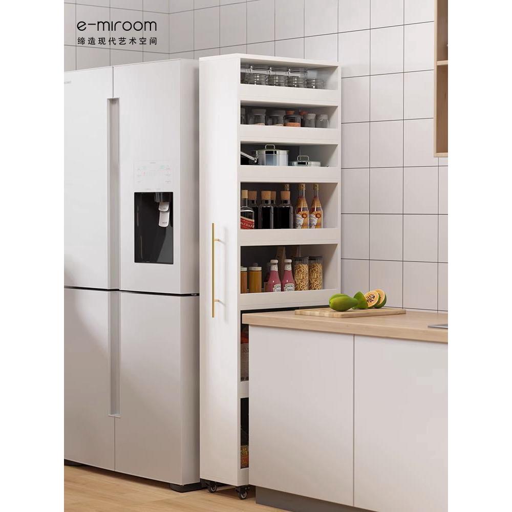 定制冰箱夹缝侧面抽拉柜收纳极窄边柜长条厨房窄缝侧边缝隙置物架