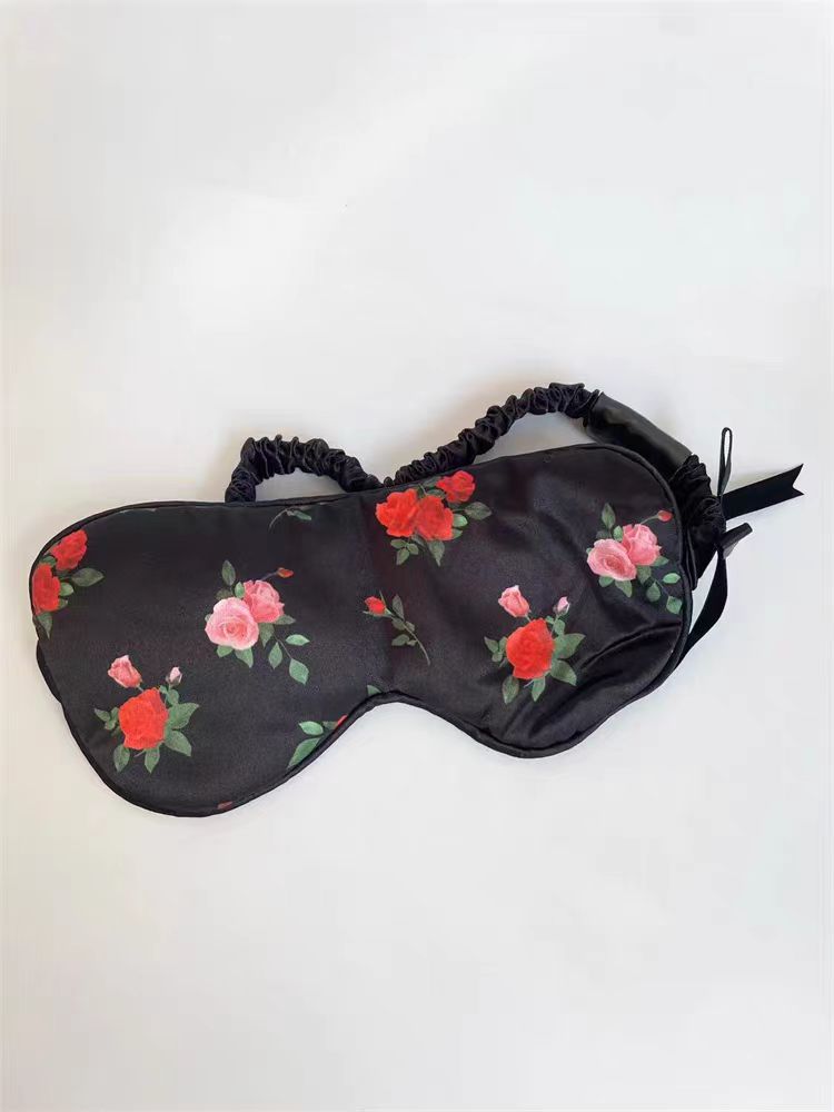 雅诗兰黛情人节眼罩赠品发带发圈黑色茶花丝质蝴蝶结眼罩