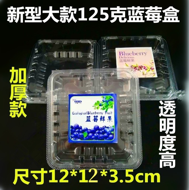 新型大款125g克加厚蓝莓盒子透明一次性包装盒枸杞树莓桑果保鲜盒