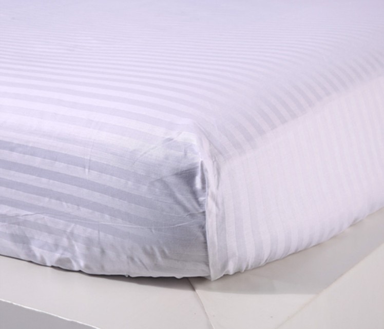 宾馆酒店旅社农家乐单件纯白色条纹床笠1.2床罩松紧带包床床垫套