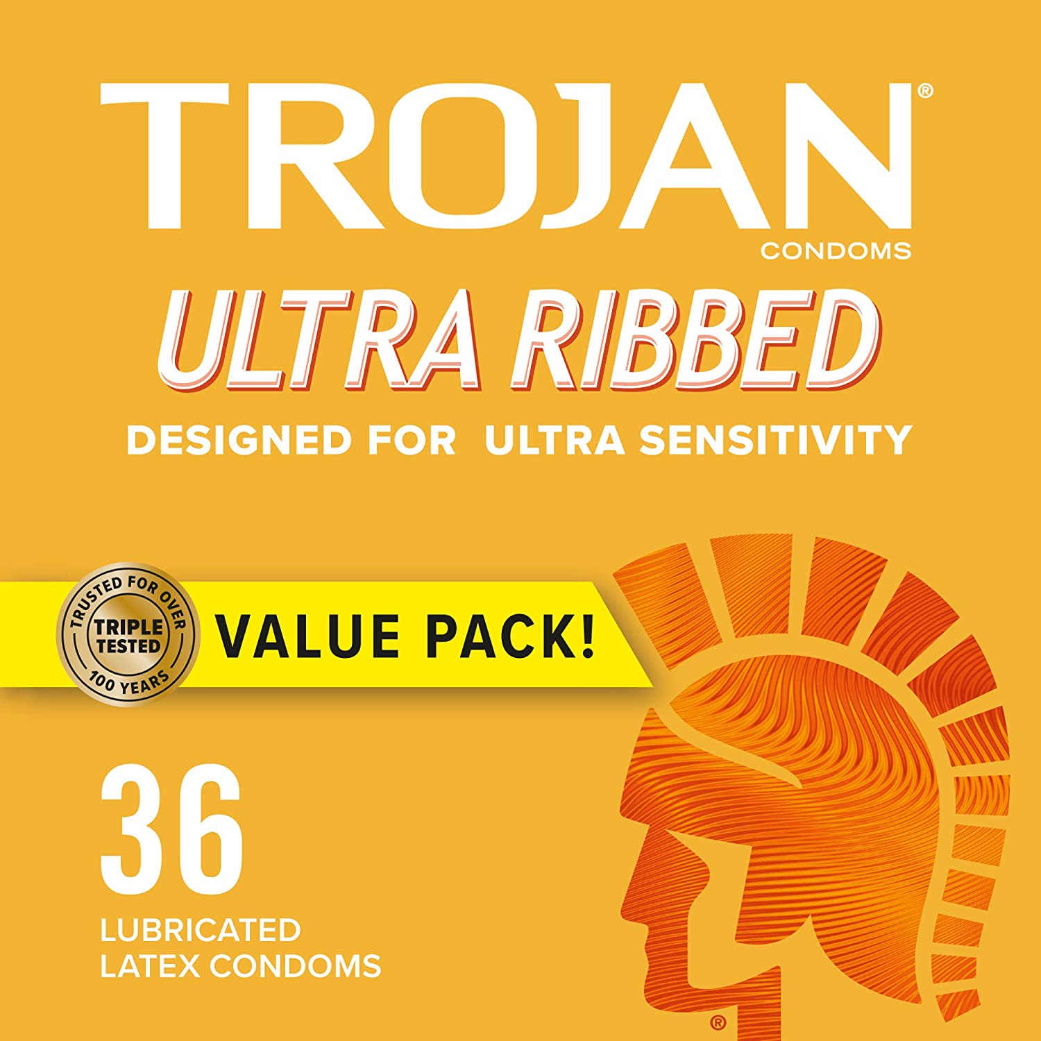 现货Trojan Ultra Ribbed Premium Lubricated Condoms