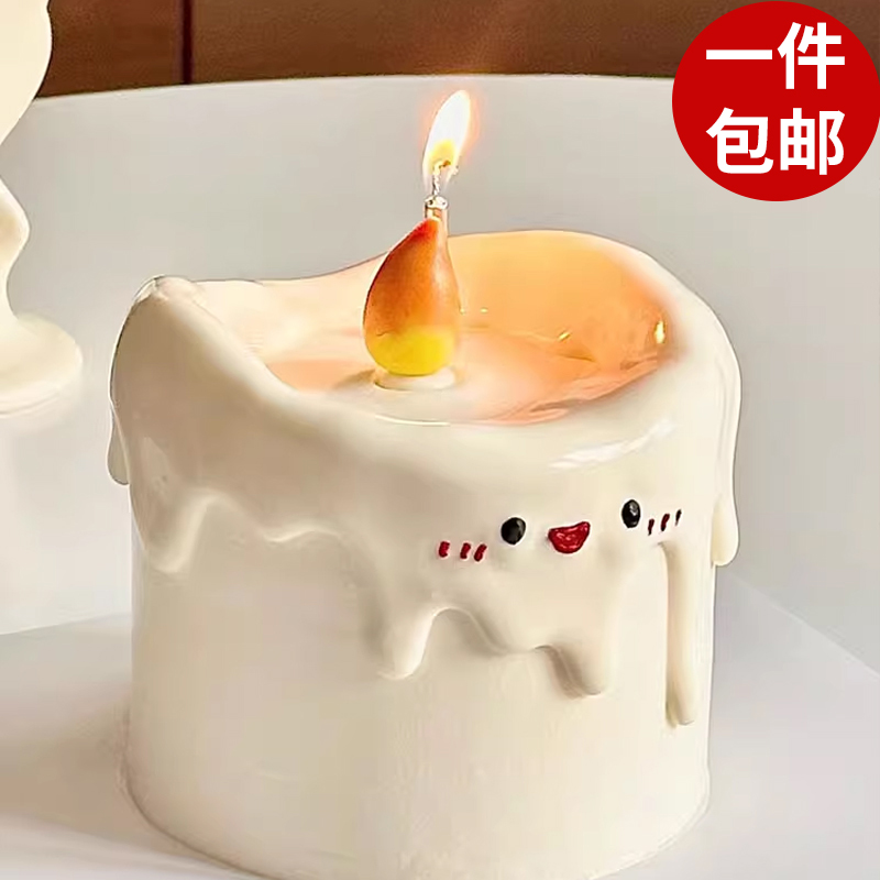 ins简约小火苗蜡烛蛋糕装饰卡通小水滴蜡烛可爱火花生日蜡烛摆件