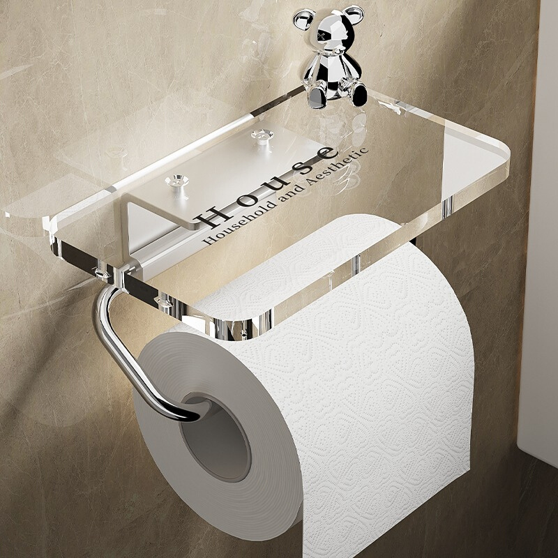 卫生间纸巾架厕所免打孔壁挂式亚克力卷纸器洗手间抽纸卷纸置物架