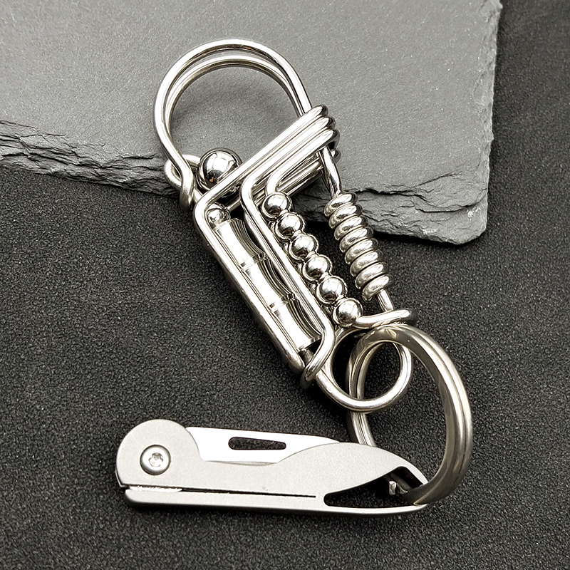 纯手工钥匙扣304不锈钢结实耐用定制高档腰挂网红钥匙链激光刻字