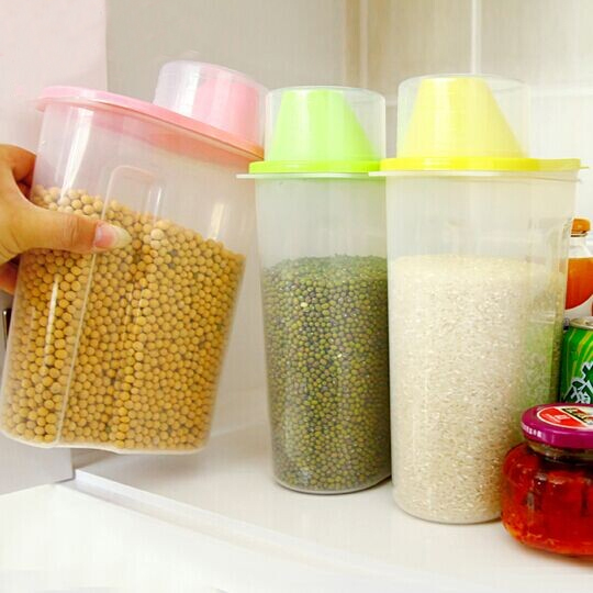 家用塑料透明大号密封罐五谷杂粮罐子易倾倒收纳盒厨房食品储物罐