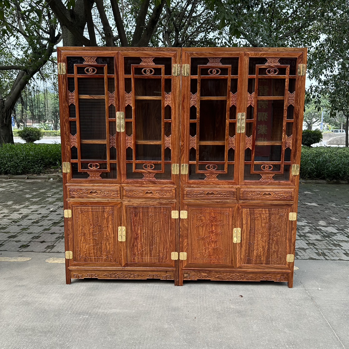 红木家具 花梨木书柜 明式玄关柜实木书架多功能储物柜置物柜书橱