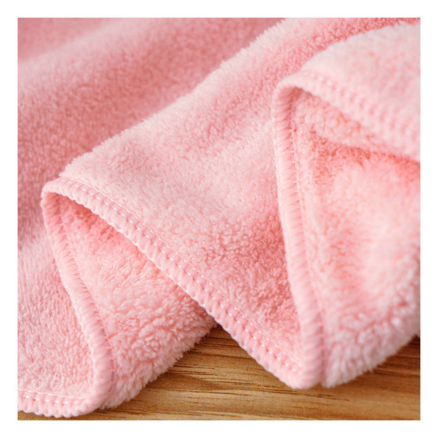 高密珊瑚绒浴巾高弹锁边美容巾纯色柔软吸水方巾厨房手巾