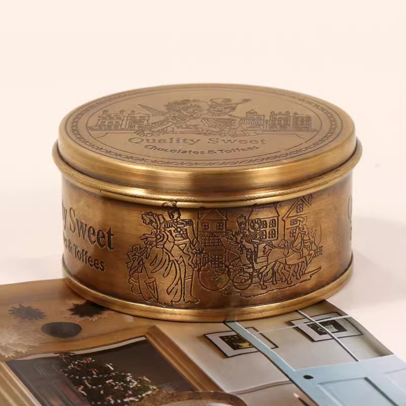 印度进口欧式复古高档黄铜雕花储物收纳盒茶叶糖果罐饼干盒摆件
