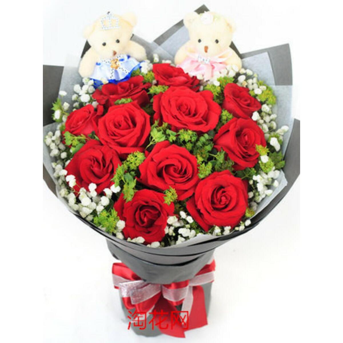 11朵红玫瑰鲜花速递山东潍坊高密市昌邑市同城花店送花上门