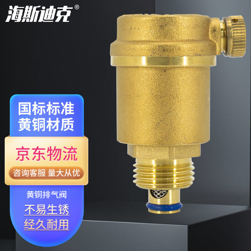 HKDP-172全黄铜排气阀暖气管道直排式自动单向放气阀DN15