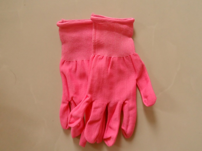 12双 高弹粉色色手套运动透气薄礼仪纱线劳保工作阅兵黑手套外贸