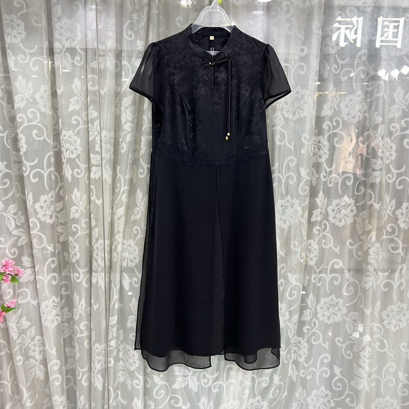 依LZYFB016商场专卖2024夏时尚品质女装复古优雅显瘦雪纺连衣裙子