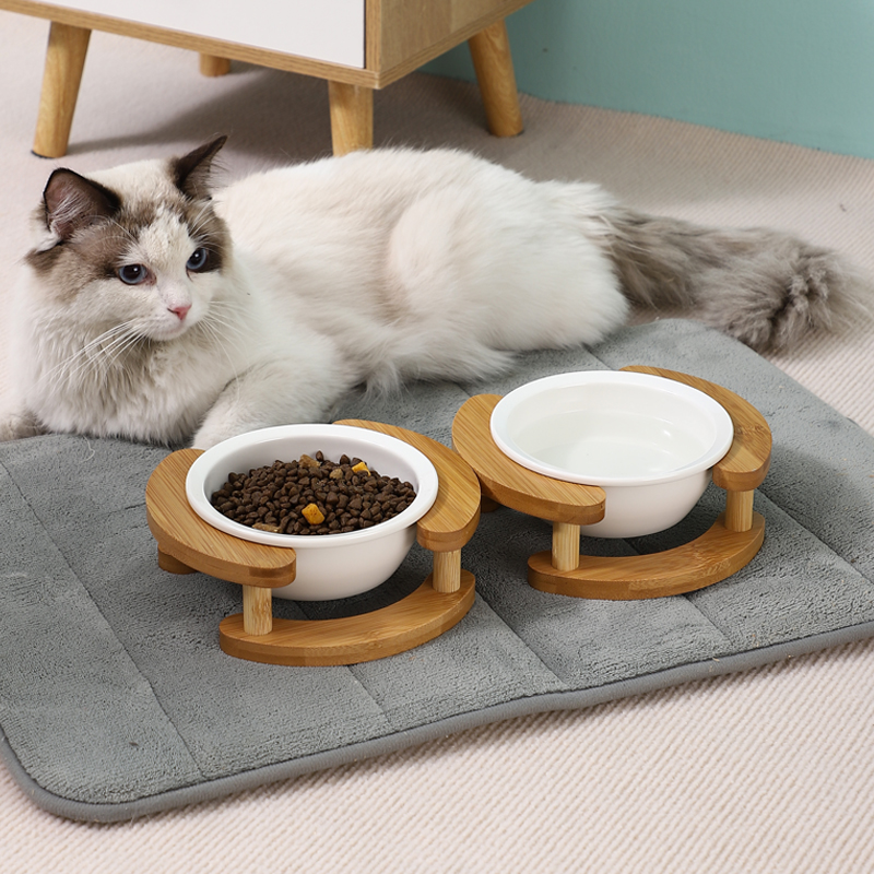 猫碗陶瓷双碗狗碗猫盆食盆保护颈椎防打翻防外溅粮碗猫咪水碗用品