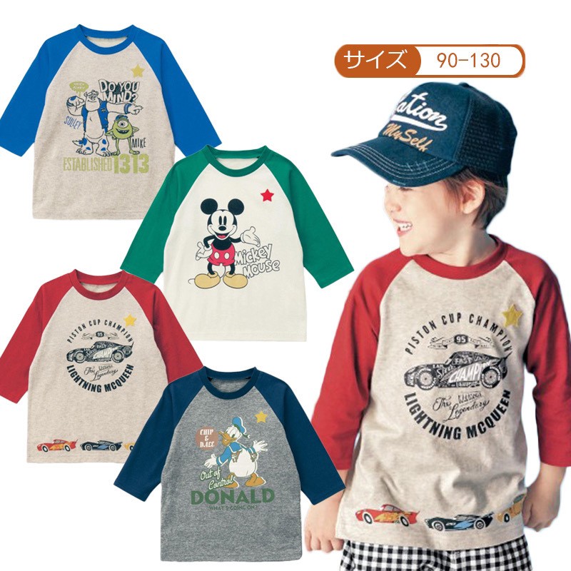 出口日本千趣家男童宝宝纯棉中袖七分袖T恤大儿童装外贸夏款上衣