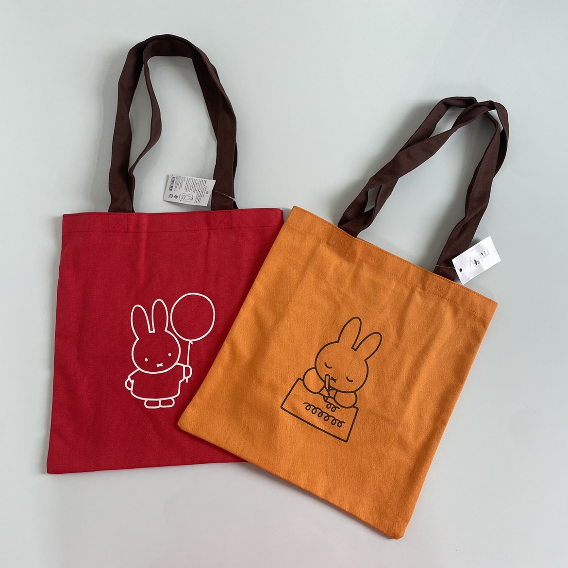 日本米飞 可爱兔子购物袋彩色A4文件单肩包收纳包棉布袋帆布包