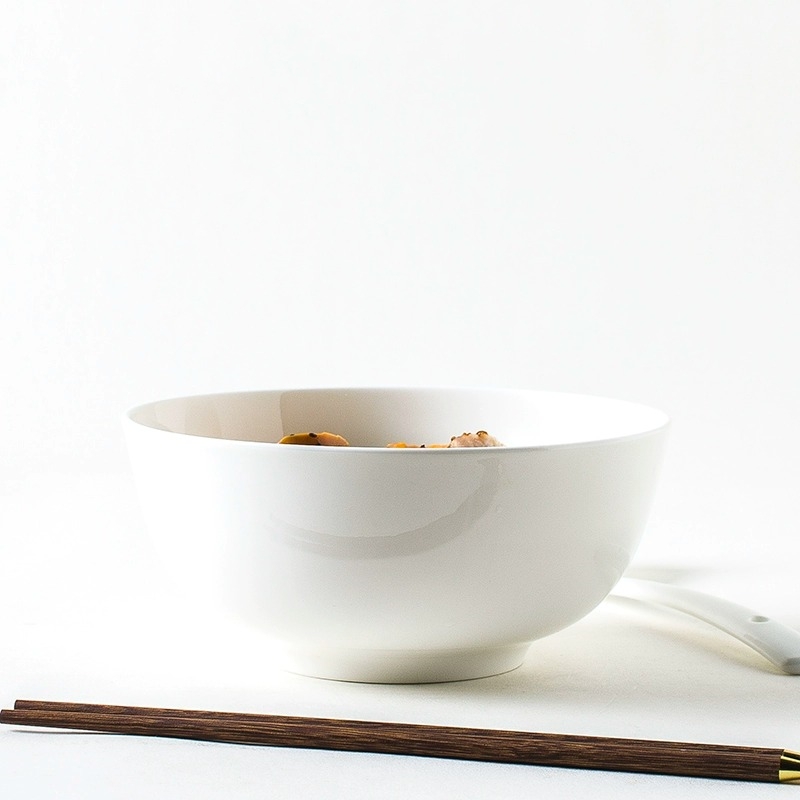 高档纯白家用日式直口面碗高颜值饭碗釉下彩易清洗微波炉陶瓷餐具