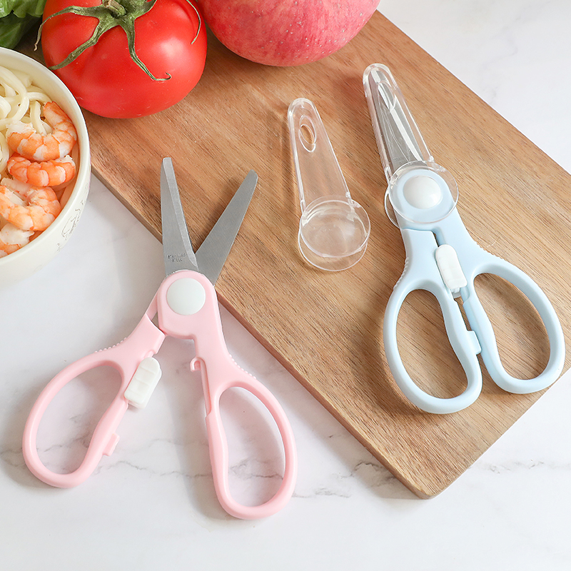 婴儿家用厨房食物不锈钢剪刀 宝宝辅食工具熟食 剪外带便携刀剪器