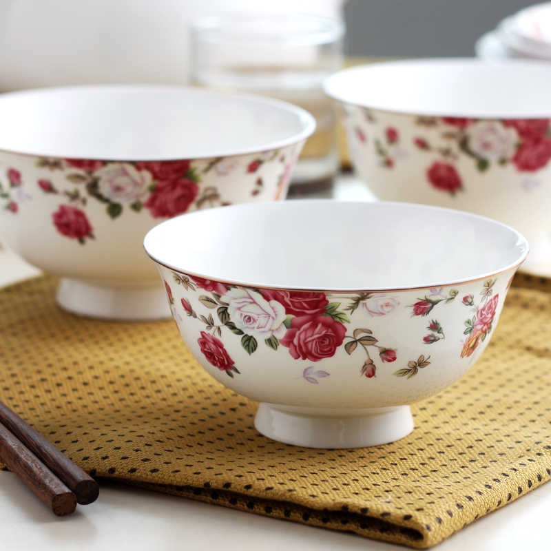 碗碟套装4.5英寸骨瓷高脚碗米饭碗家用高颜值6英寸面碗汤碗陶瓷碗