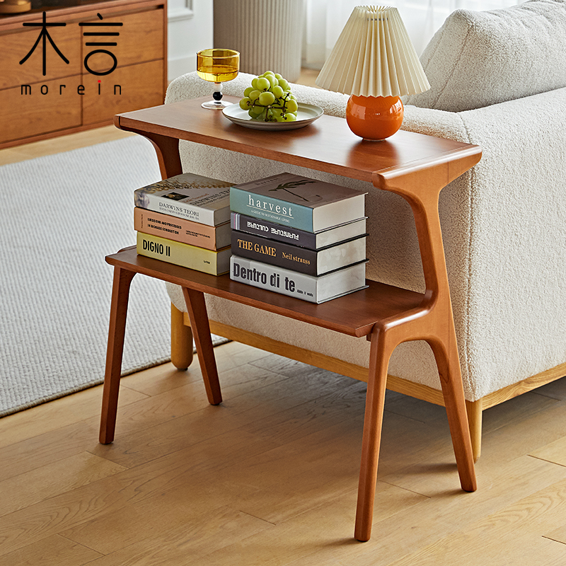 木言设计/新款小鹿实木边桌沙发侧置物架收纳移动边几陈列书架